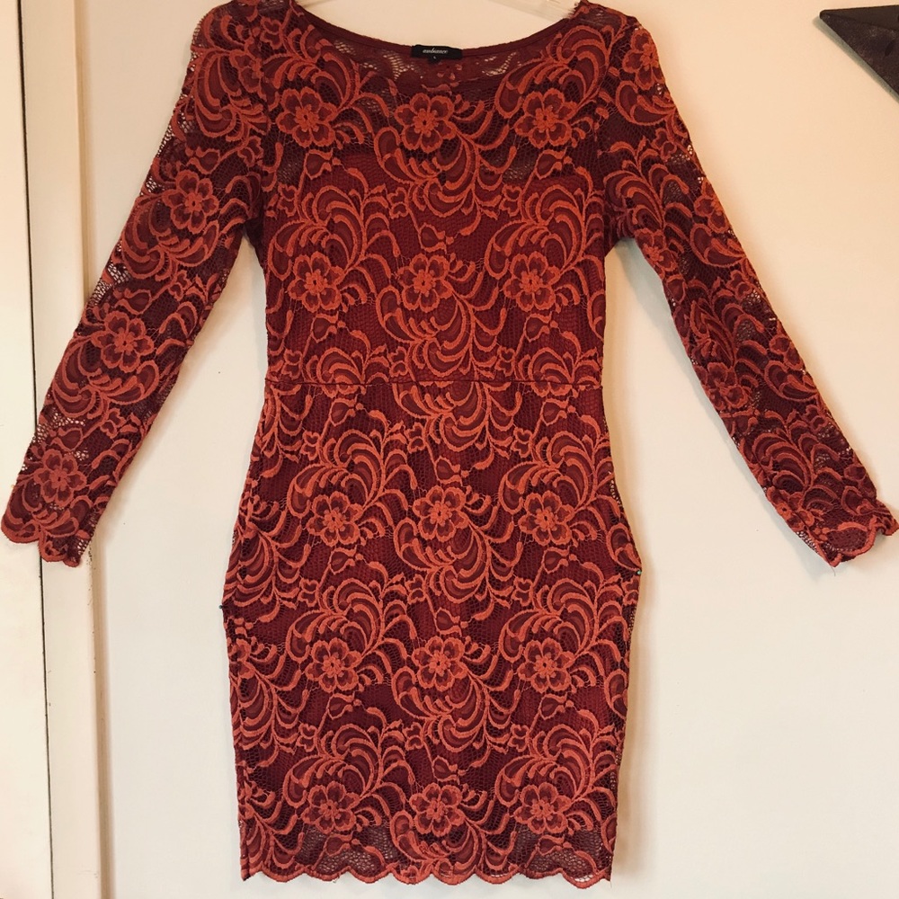 Brick red long sleeve dress!
